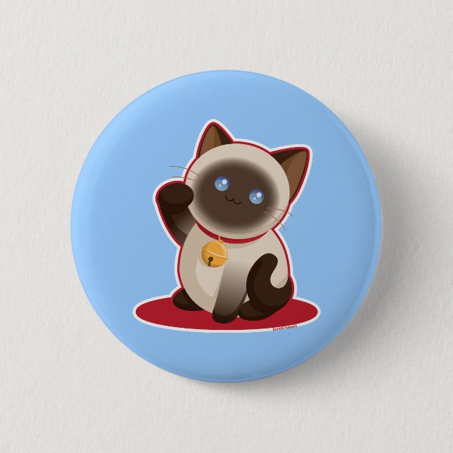 Lucky Cat 2 Inch Round Button (Front)