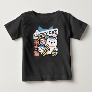 Lucky Cat Art – Maneki Neko with Gold Coin Baby T-Shirt