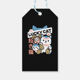 Lucky Cat Art – Maneki Neko with Gold Coin Gift Tags