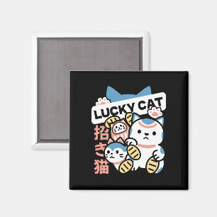 Lucky Cat Art – Maneki Neko with Gold Coin Magnet