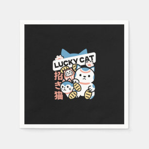 Lucky Cat Art – Maneki Neko with Gold Coin Napkin