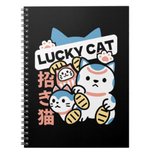 Lucky Cat Art – Maneki Neko with Gold Coin Notebook