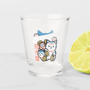 Lucky Cat Art – Maneki Neko with Gold Coin Shot Glass