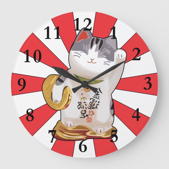 Lucky Cat B Large Clock (Front)