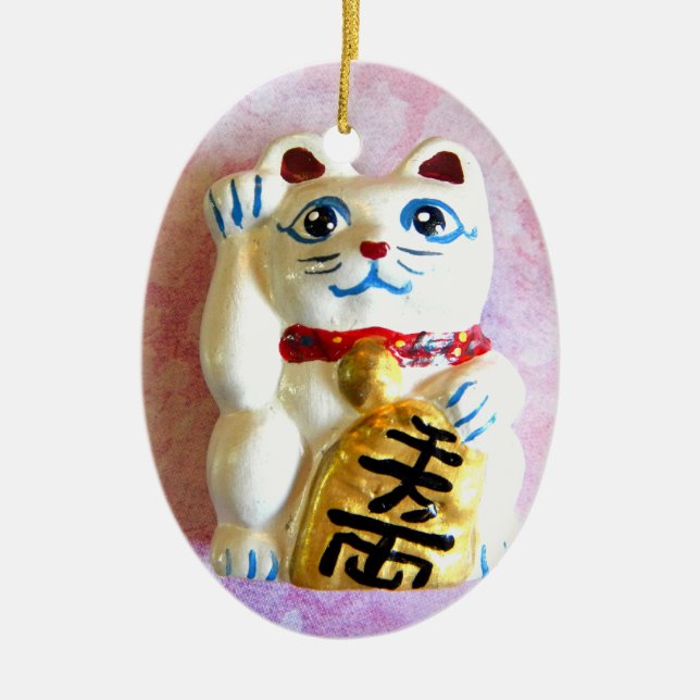 Lucky Cat Ceramic Ornament (Front)