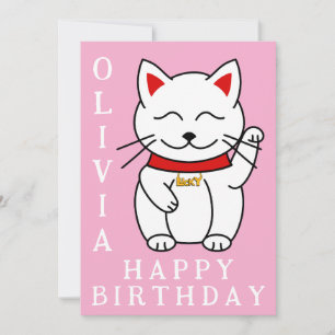 Lucky Cat Custom Birthday Card