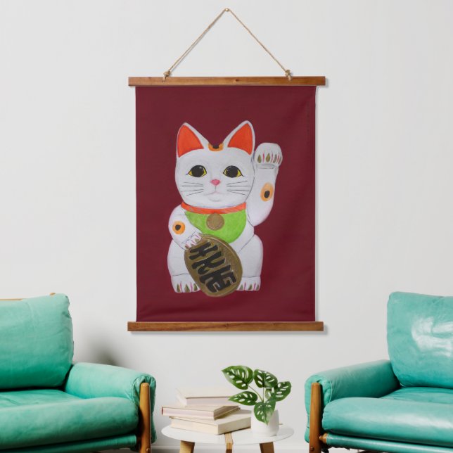 Lucky Cat Feng Shui Wall  Hanging Tapestry (Living Room)