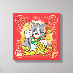 Lucky Cat Jerry With Gold Sycees Canvas Print