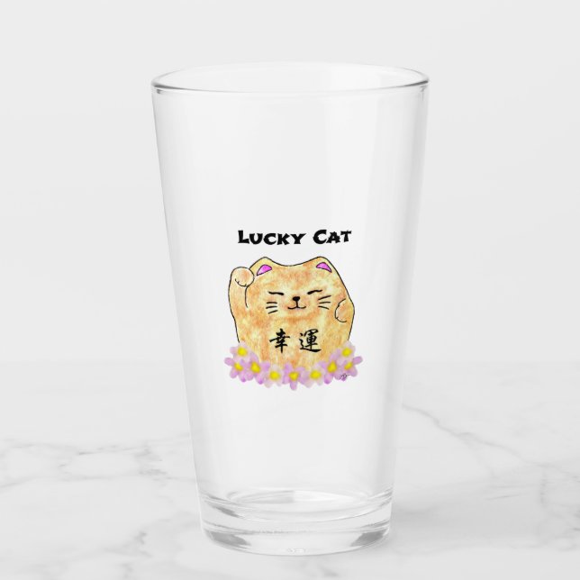 Lucky Cat (Maneki Neko) Glass (Front)