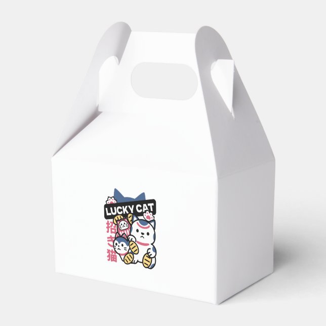 Lucky Cat Maneki Neko – Japanese Fortune Cat  Favor Box (Front Side)