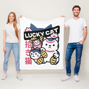 Lucky Cat Maneki Neko – Japanese Fortune Cat  Fleece Blanket