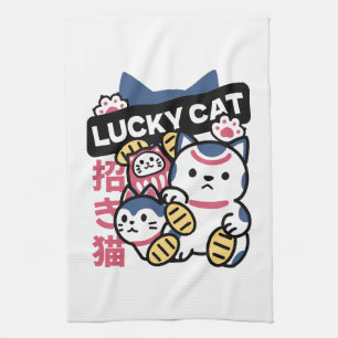 Lucky Cat Maneki Neko – Japanese Fortune Cat  Kitchen Towel