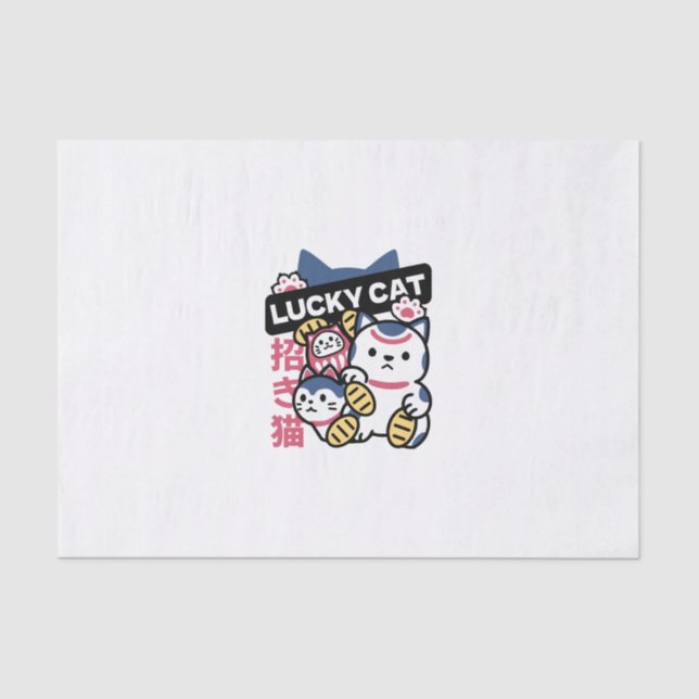 Lucky Cat Maneki Neko – Japanese Fortune Cat  Tissue Paper (Front)
