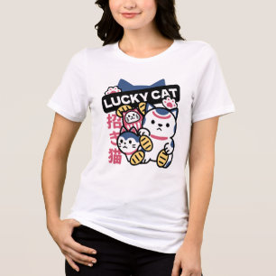 Lucky Cat Maneki Neko – Japanese Fortune Cat Tri-Blend Shirt