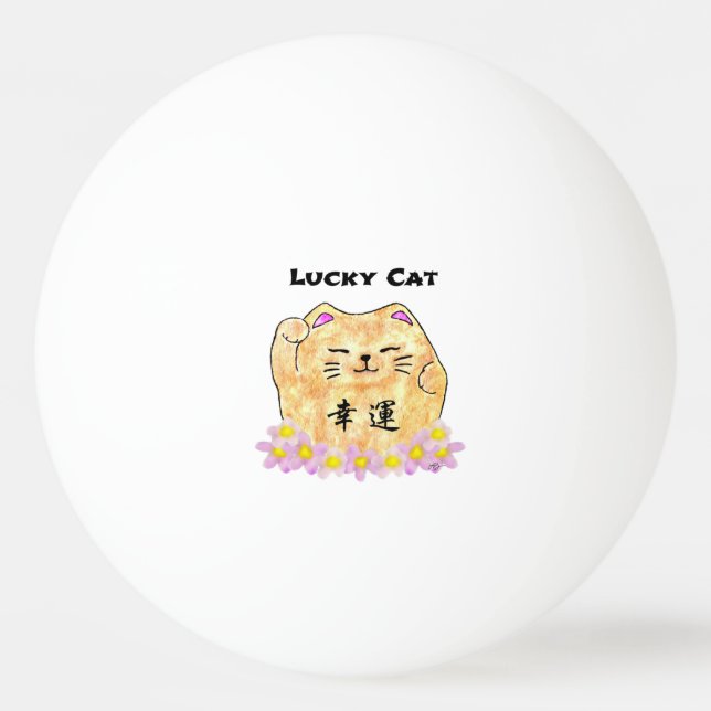 Lucky Cat (Maneki Neko) Ping Pong Ball (Front)