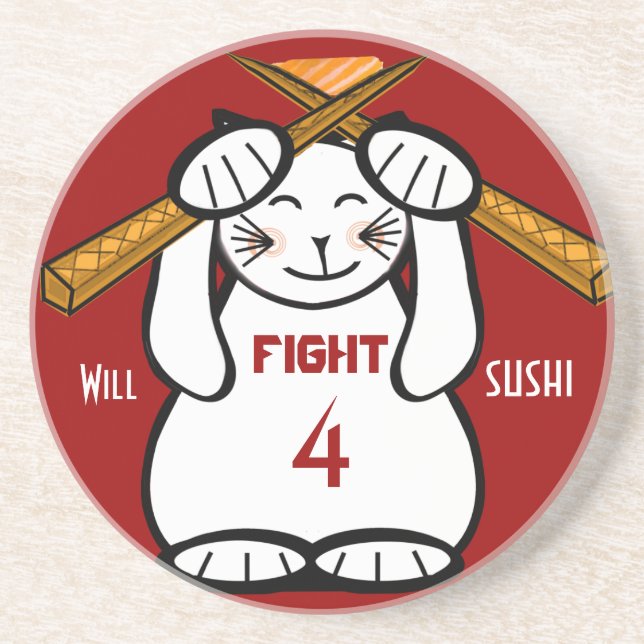 Lucky Cat- Maneki Neko - sushi.. Coasters (Front)