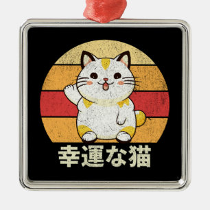 Lucky cat metal ornament