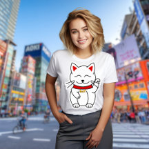 Lucky Cat Modern Minimalist Personalized T-Shirt