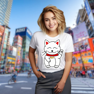 Lucky Cat Modern Minimalist Personalized T-Shirt Tri-Blend Shirt