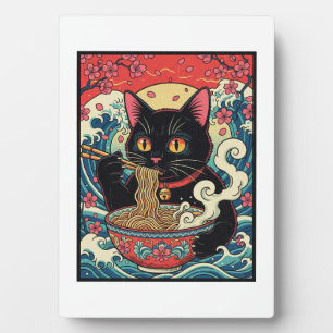 Lucky Cat Ramen Noodle Art Plaque