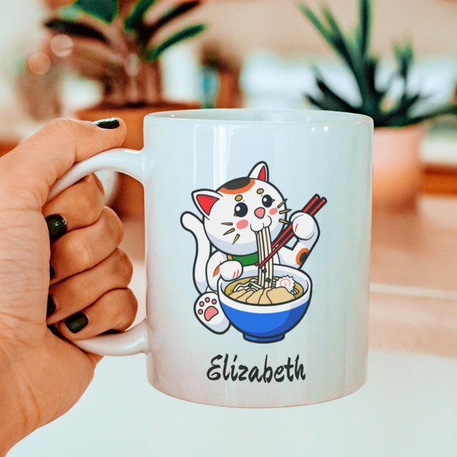 Lucky Cat Ramen- Personalized Coffee Mug (Creator Uploaded)