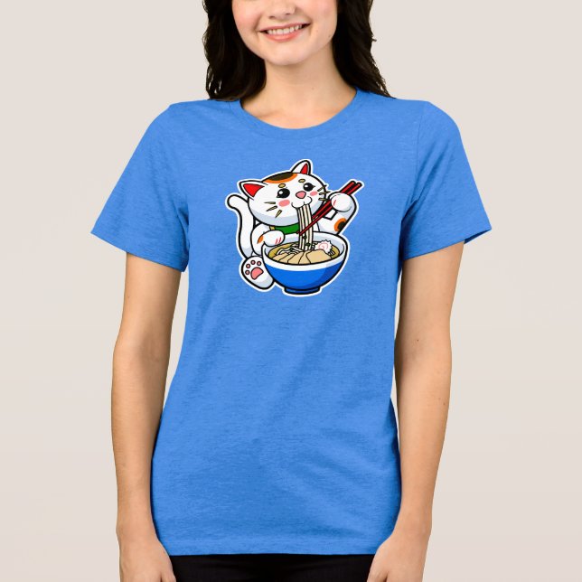 Lucky Cat Ramen Tri-Blend Shirt (Front)