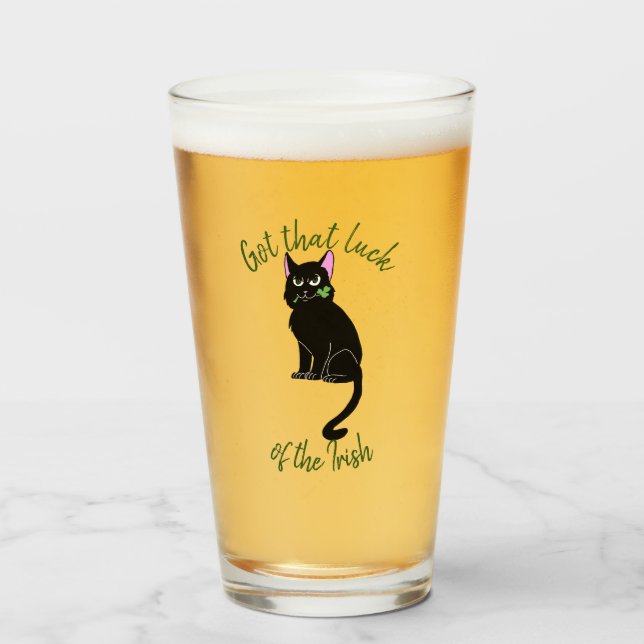 Lucky Cat Saint Patrick's Day Beer Glass Tumbler (Front Filled)