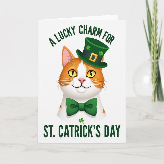Lucky Cat Shamrock Pattern Card (Front)