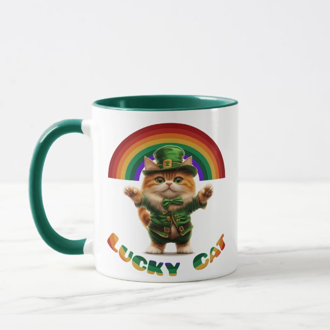 Lucky Cat St. Patrick’s Day Mug – Cute Leprechaun  (Left)