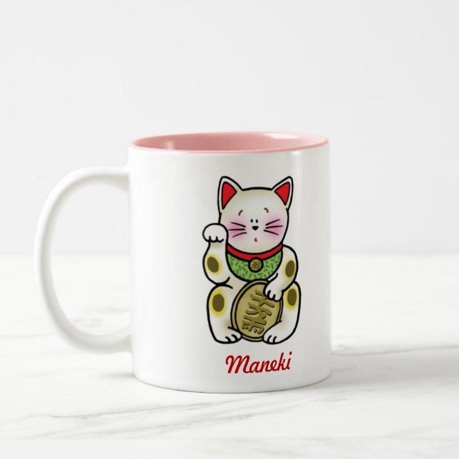 Lucky Cat Two-Tone Coffee Mug (Left)