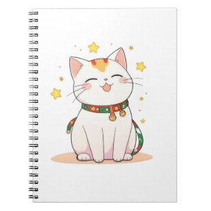 Lucky Cat with Stars Kawaii Design Notebook