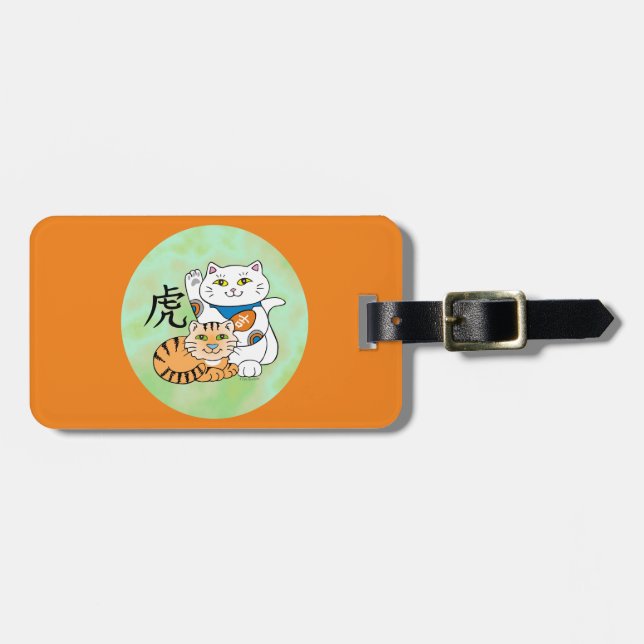 Lucky Cat Year of the Tiger Luggage Tag (Front Horizontal)
