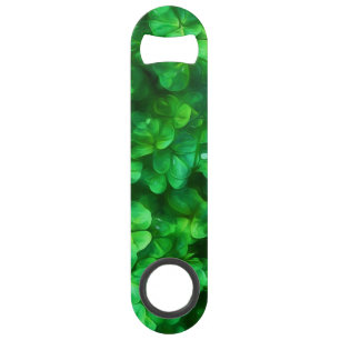 Lucky Celtic Irish Green Shamrocks Bar Key
