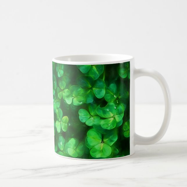 Lucky Celtic Irish Green Shamrocks Coffee Mug (Right)