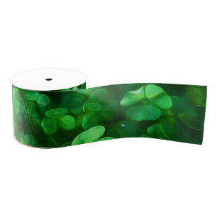 Lucky Celtic Irish Green Shamrocks Grosgrain Ribbon