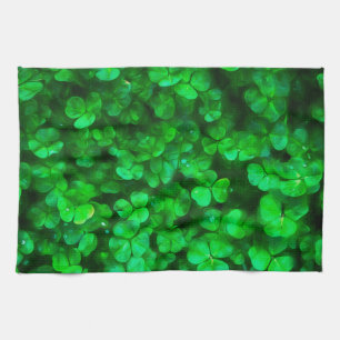 Lucky Celtic Irish Green Shamrocks Kitchen Towel