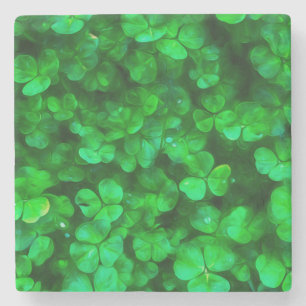 Lucky Celtic Irish Green Shamrocks Stone Coaster