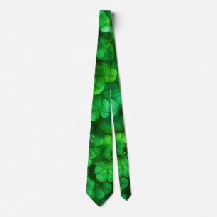 Lucky Celtic Irish Green Shamrocks Tie