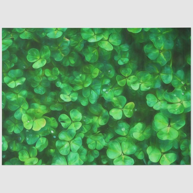 Lucky Celtic Irish Green Shamrocks Tissue Paper (Front)