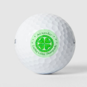 Lucky Celtic Shamrock 4 Leaf Clover Green Irish Golf Balls