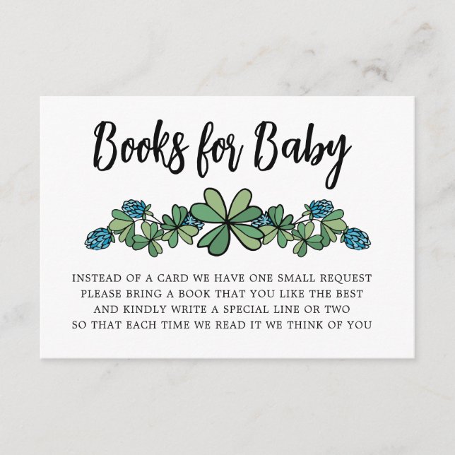 Lucky Charm Books For Baby Boy Baby Shower Enclosure Card (Front)