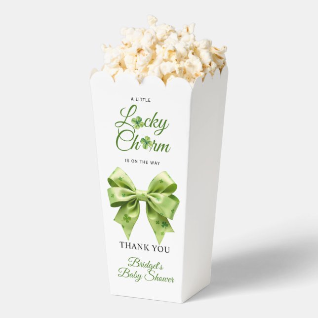 Lucky charm bow St. Patrick's Day baby shower Favor Box (Popped)