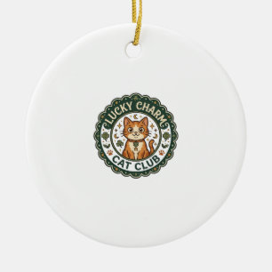 Lucky Charm Cat POD Vector Art - Lucky Charm Cat C Ceramic Ornament