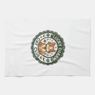 Lucky Charm Cat POD Vector Art - Lucky Charm Cat C Kitchen Towel