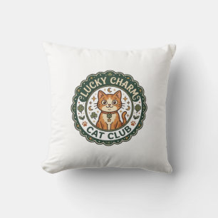 Lucky Charm Cat POD Vector Art - Lucky Charm Cat C Throw Pillow