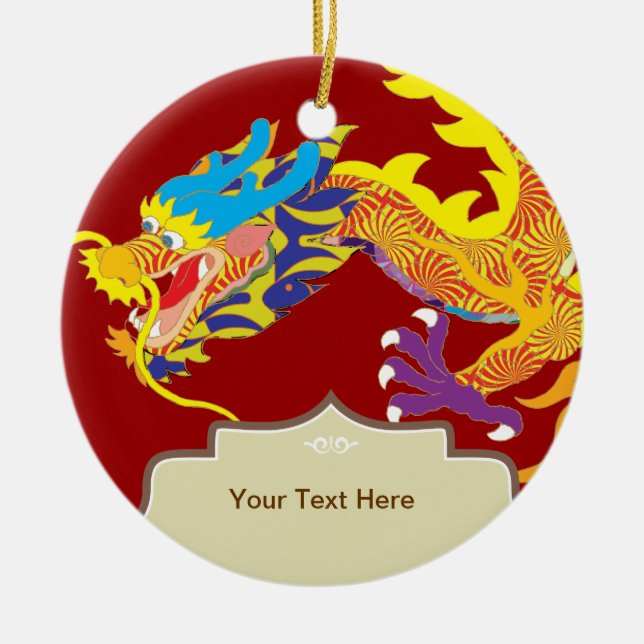 Lucky Charm Chinese Dragon Ceramic Ornament (Front)