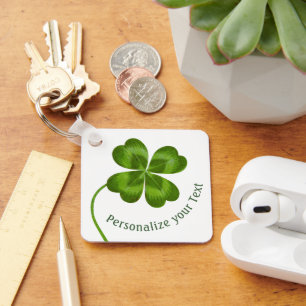 Lucky Charm Clover Vintage Personalized Good Luck Keychain
