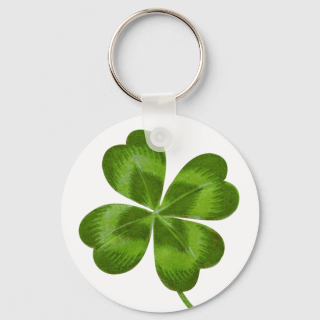 Lucky Charm Clover Vintage Shamrock Good Luck Keychain (Front)