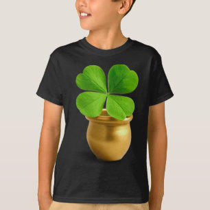 Lucky Charm Golden Pot With Four-leaf Clover St. P T-Shirt