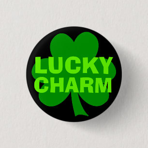 Lucky Charm Green Shamrock 1 Inch Round Button